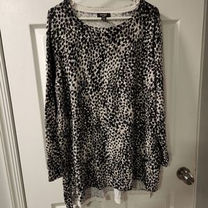 Lord & Taylor Woman 1X Leopard print shirt black white gray